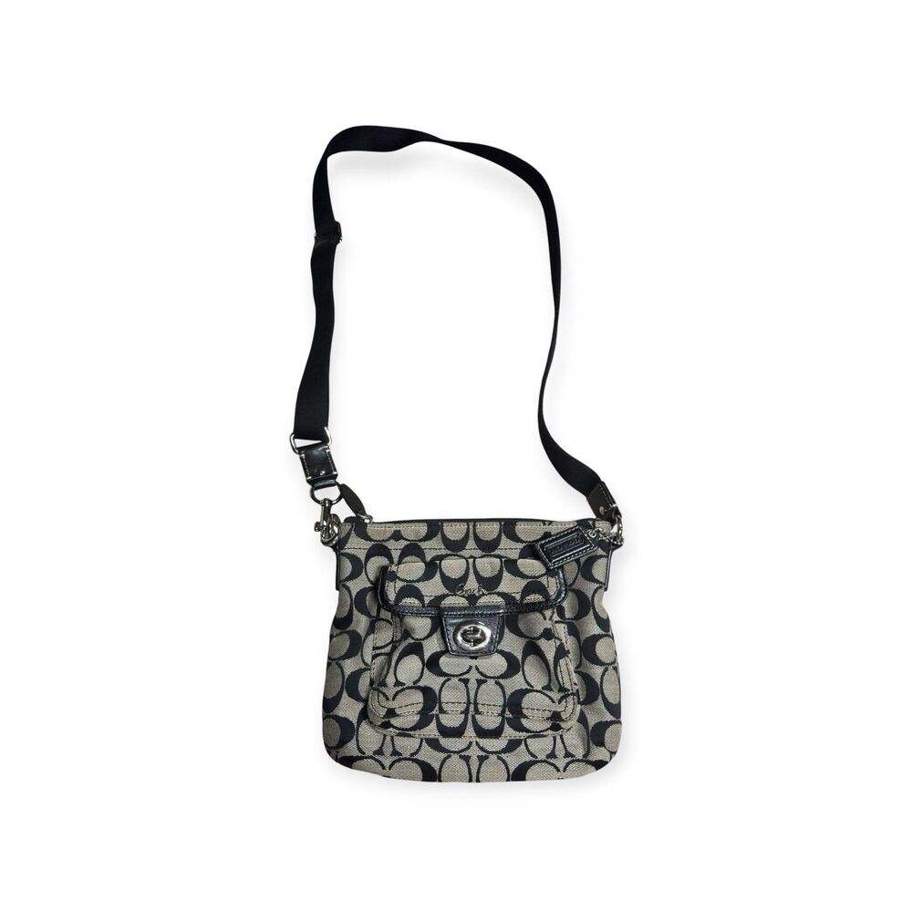 Coach‎ 45012 Gray Leather Turnlock Pocket Swingpack Small Crossbody Shoulder Bag
